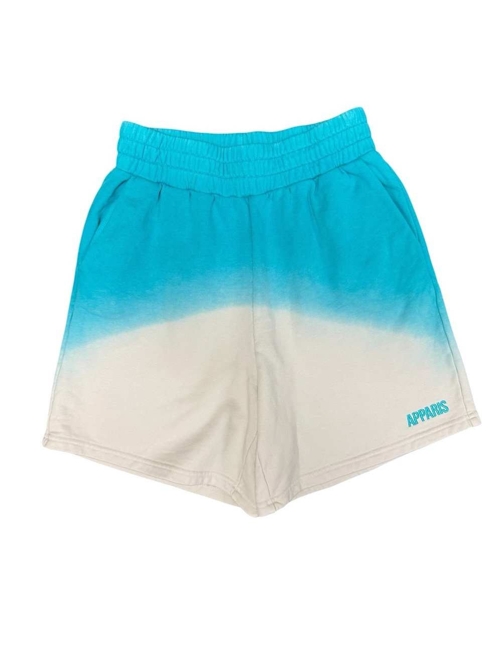 Apparis Roxy 100% Cotton Ombre Dip Dye Fleece Track Shorts Blue White Small